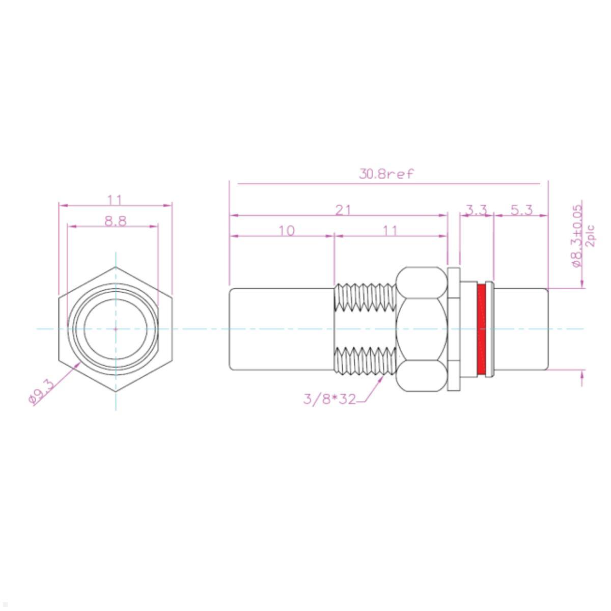 Bachmann Custom Modul 1x Cinch Audio Stereo rot und weiss (917.022), Skizze