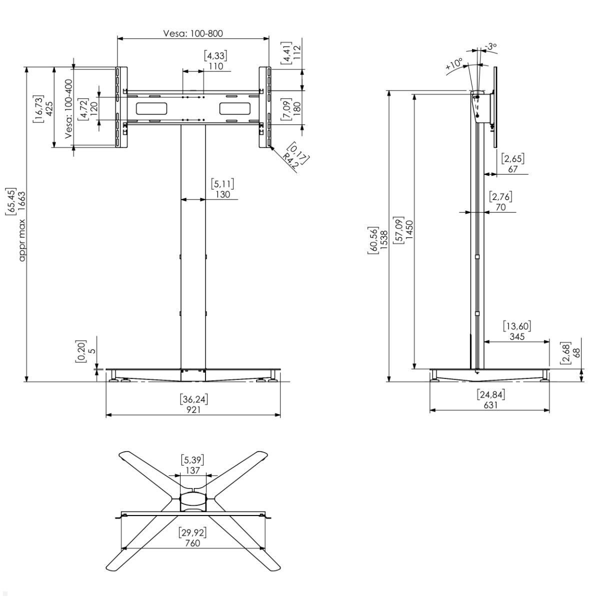 SMS Icon FH T 1450 Monitorständer (K12-030-EU-7), Skizze