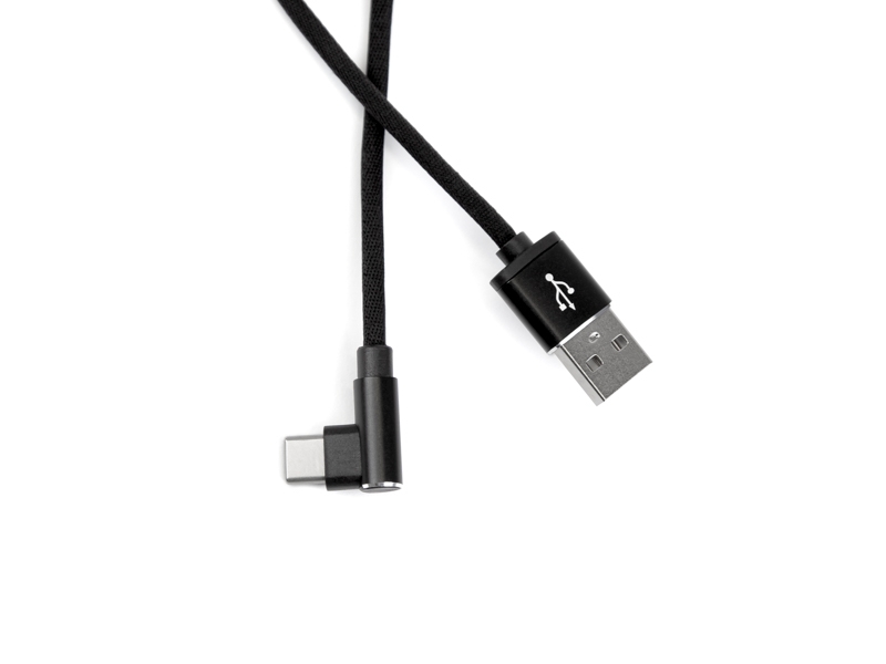 TecLines TUC008B USB auf USB C Kabel 90° gewinkelt 1,5m, schwarz Stecker