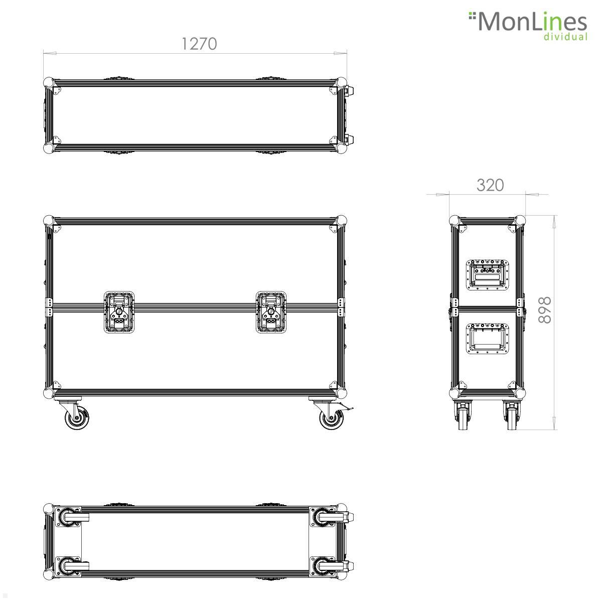 MonLines MTC005B Display Transportcase 32 - 49 Zoll technische Zeichnung