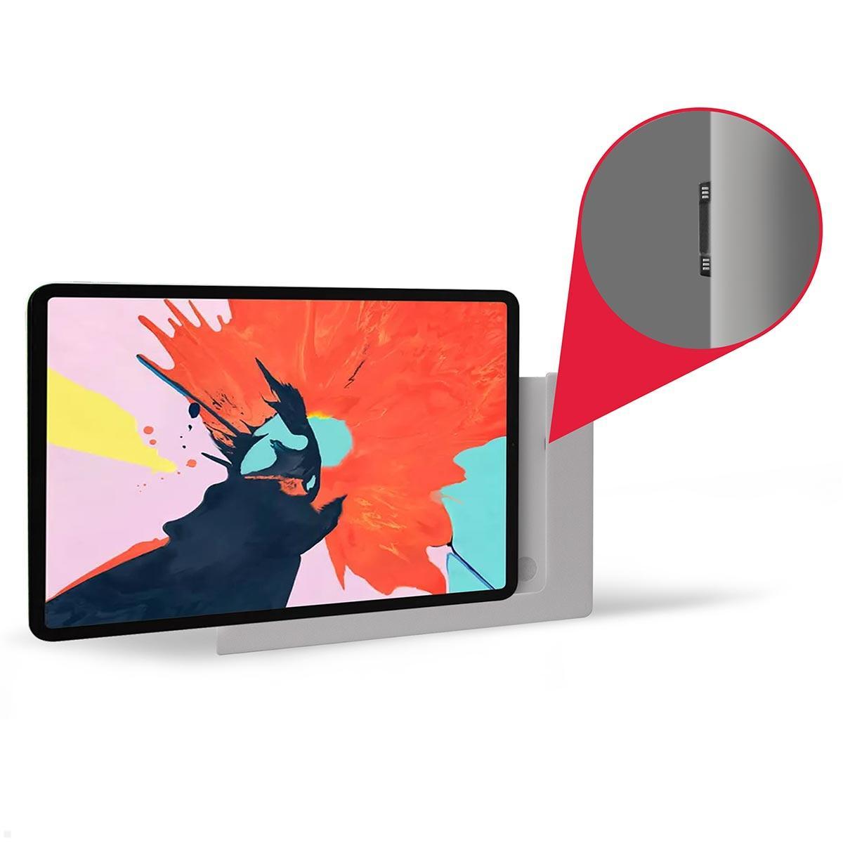 TabLines TWP040W Wandhalterung für Microsoft Surface Go 4, weiß mit Ladestation