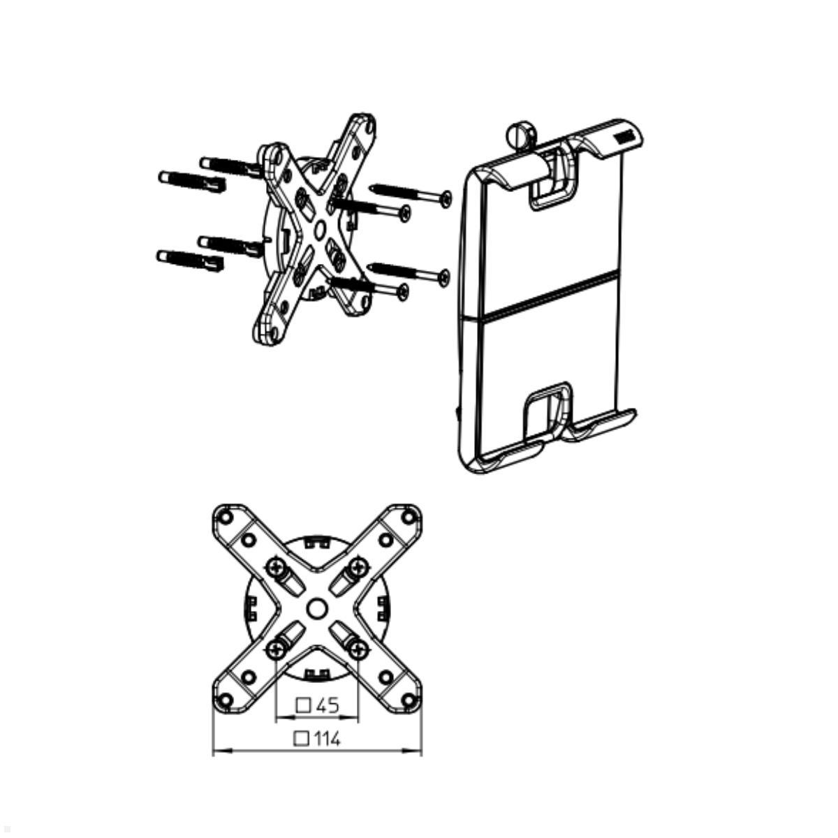 Novus MY tab + cross flache Tablet Wandhalterung (911+3005+003), Maße Wandhalter