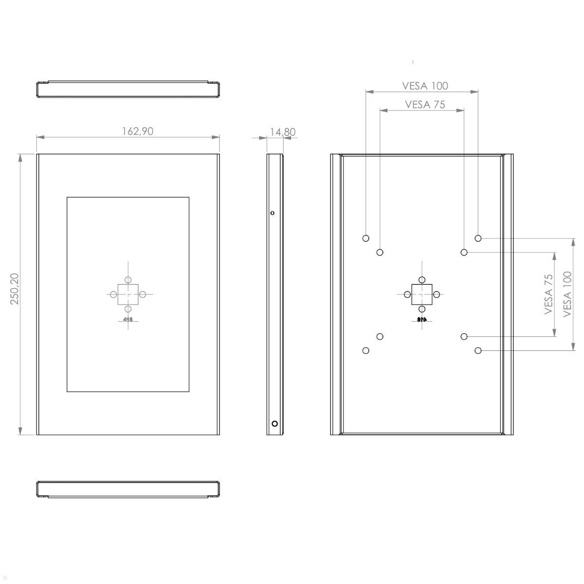 TabLines TSG072B Tablet Schutzgehäuse für Samsung Tab A 8.0 (2019), schwarz, technische Zeichnung